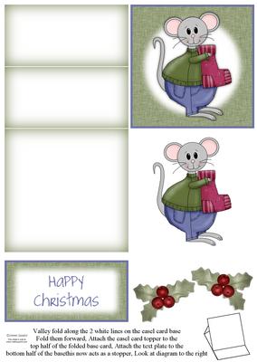 Cute Christmas Mouse 5 Minute Easel Card