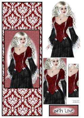 Gorgeous Goth Girl Vertical Fold Back Card