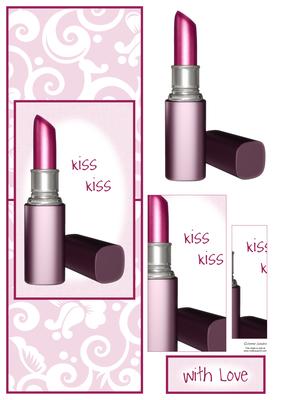 Hot Pink Lipstick Girly Vertical Fold Back Card