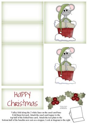 Brand New ! Cute Christmas Mouse 5 Minute Easel Card