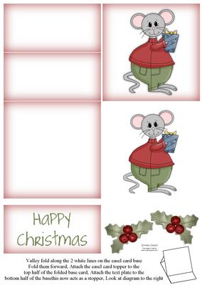 Brand New ! Cute Christmas Mouse 5 Minute Easel Card