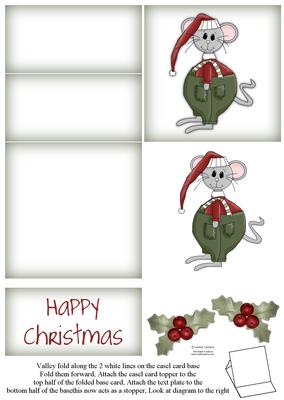 Brand New ! Cute Christmas Mouse 5 Minute Easel Card