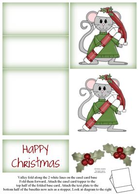 Brand New ! Cute Christmas Mouse 5 Minute Easel Card