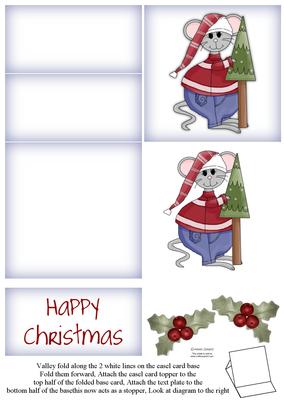 Brand New ! Cute Christmas Mouse 5 Minute Easel Card