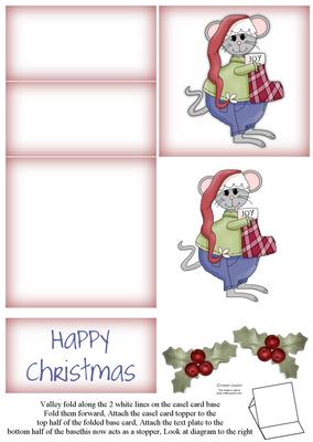 Brand New ! Cute Christmas Mouse 5 Minute Easel Card