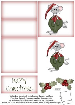 Brand New ! Cute Christmas Mouse 5 Minute Easel Card