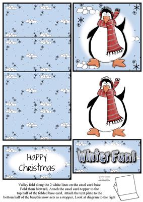Brand New Penguin & Snowballs Christmas 5 Minute Easel Card