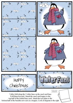 Brand New Penguin & Snowballs Christmas 5 Minute Easel Card
