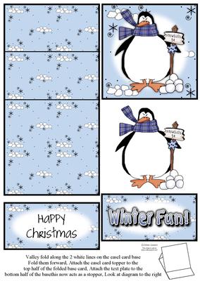 Brand New Penguin & Snowballs Christmas 5 Minute Easel Card