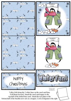 Brand New Penguin & Snowballs Christmas 5 Minute Easel Card