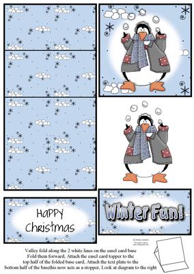 Brand New Penguin & Snowballs Christmas 5 Minute Easel Card