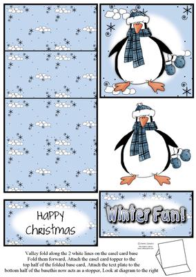 Brand New Penguin & Snowballs Christmas 5 Minute Easel Card