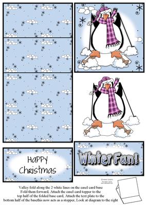Brand New Penguin & Snowballs Christmas 5 Minute Easel Card
