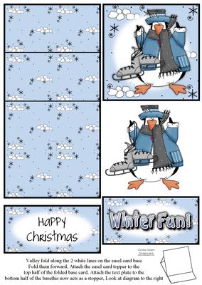 Brand New Penguin & Snowballs Christmas 5 Minute Easel Card