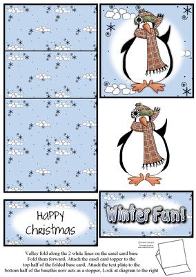 Brand New Penguin & Snowballs Christmas 5 Minute Easel Card