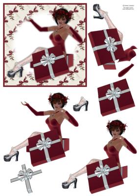 Stunning Christmas Lady in Red 3D Step by Step Decoupage