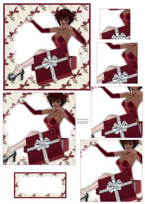 Stunning Christmas Lady in Red Pyramid Decoupage