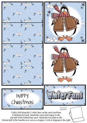 Brand New Penguin & Snowballs Christmas 5 Minute Easel Card