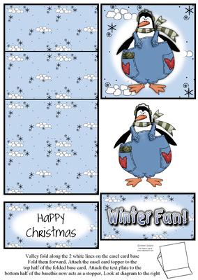 Brand New Penguin & Snowballs Christmas 5 Minute Easel Card