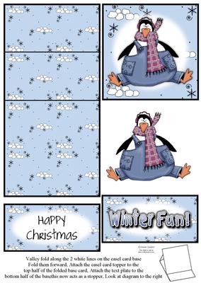 Brand New Penguin & Snowballs Christmas 5 Minute Easel Card