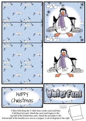 Brand New Penguin & Snowballs Christmas 5 Minute Easel Card
