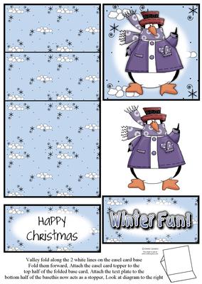 Brand New Penguin & Snowballs Christmas 5 Minute Easel Card