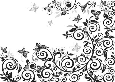 Flourishes & Butterflies Mono Shade A4 Backing Paper