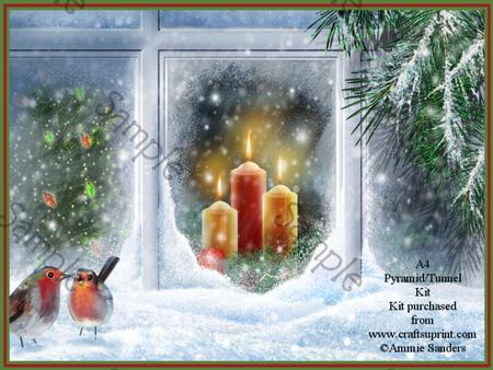 Robins at the Christmas Window A4 Tunnel/pyramid Card Kit