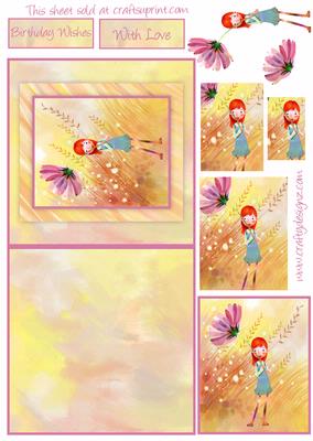 Little Girl Holding Flower 5x5 Card Kit