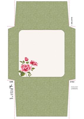 Shabby Chic Rose 5x5 Envelope 5 Mix N Match
