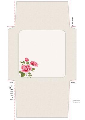 Shabby Chic Rose 5x5 Envelope 6 Mix N Match