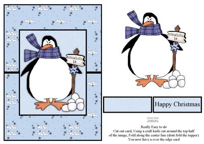 Penguins & Snowballs Over the Edge Card