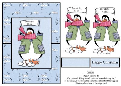 Penguins & Snowballs Over the Edge Card