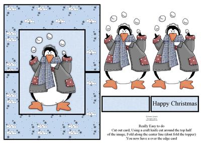 Penguins & Snowballs Over the Edge Card