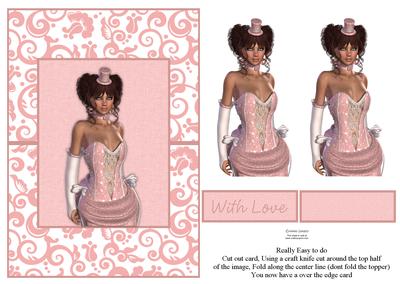 Beautiful Saloon Girl in Pink Over the Edge Card