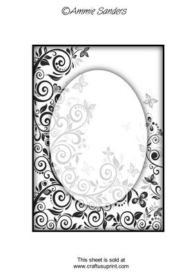 Mono Shade Flourishes & Butterflies A5 Card Front