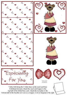 Cute Girl Teddy Holding a Heart 5 Minute Easel Card