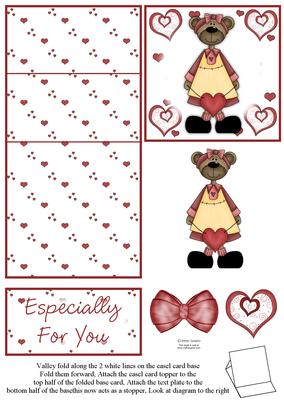 Cute Girl Teddy Holding a Heart 5 Minute Easel Card