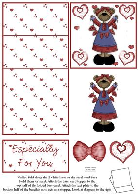Cute Teddy Holding Hearts 5 Minute Easel Card