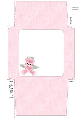 Pink Angel Teddy Envelope 6 Mix N Match