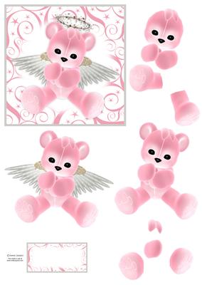 Pink Angel Teddy Step by Step Decoupage Mix N Match