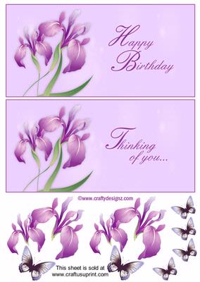Purple and Lilac Floral Dl Card Fronts