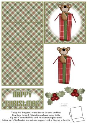 Wrapped Up Christmas Teddy 5 Minute Easel Card