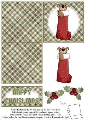 Christmas Teddy in a Stocking 5 Minute Easel Card