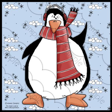 Penguins & Snowballs 8x8 Scallop Corner Stacker