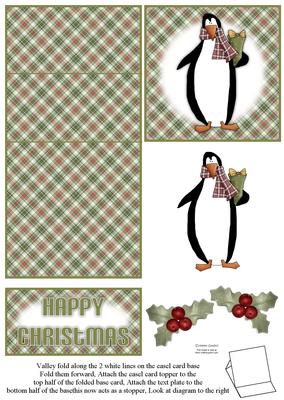 Penguin Carrying a Pressie 5 Minute Easel Card