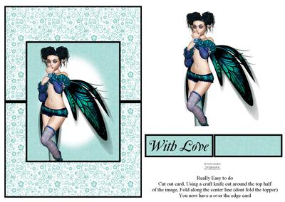 Shy Fairy in Electric Blue Over the Edge Card
