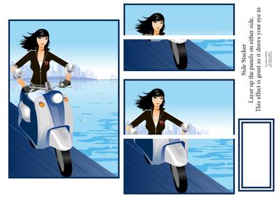 Carefree Lady Out on Her Scooter Stacker Card