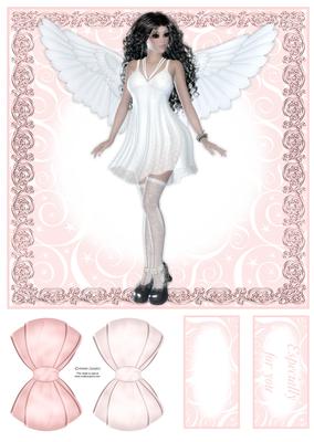 Beautiful Dark Haired Angel 8x8 Topper
