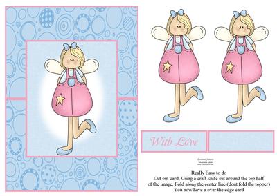 Pretty Pink & Blue Angel Over the Edge Card